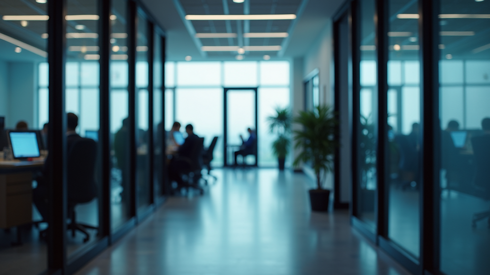 High angle view of a modern office with advanced technology
