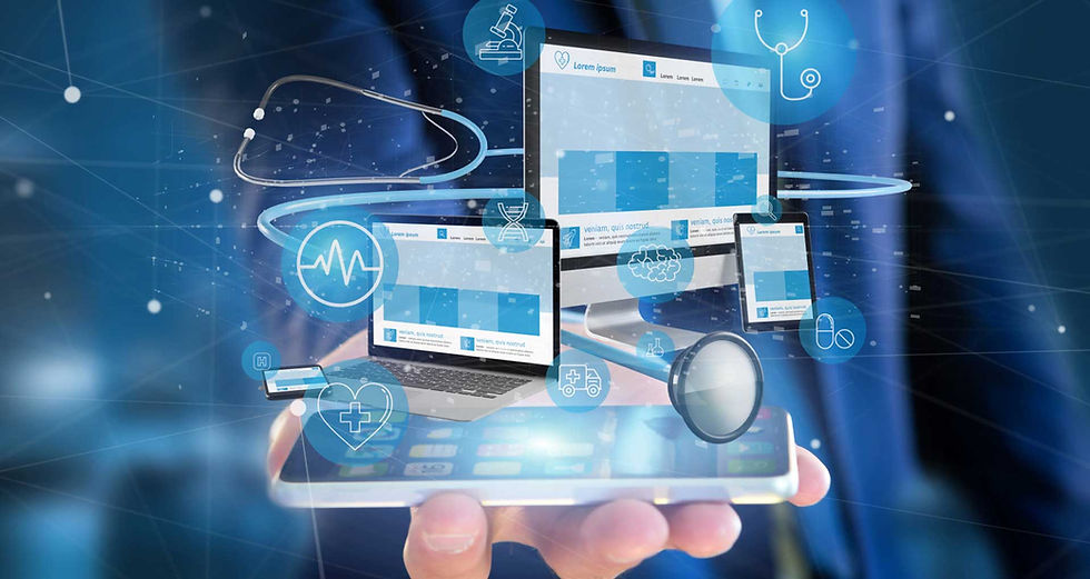 Hospital staff using medical device asset management software dashboard on a tablet