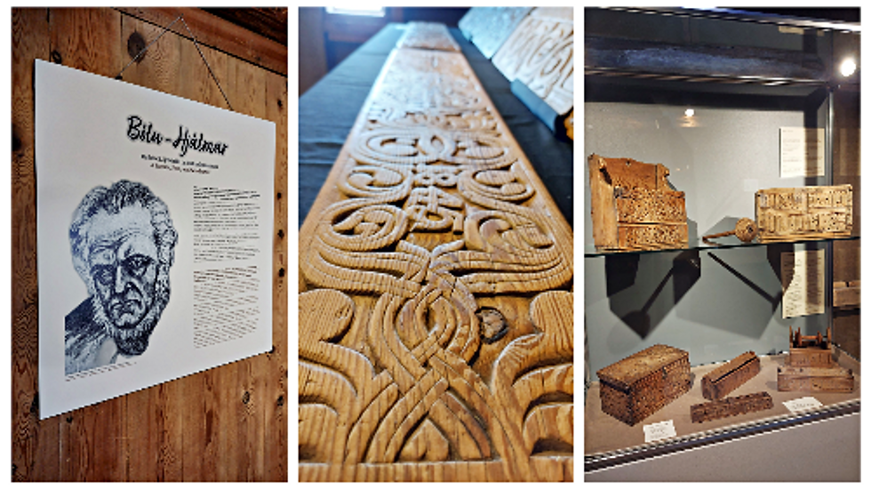 Image from website: Áshús museum located Glambær displaying Bólu-Hjálmar's carvings.