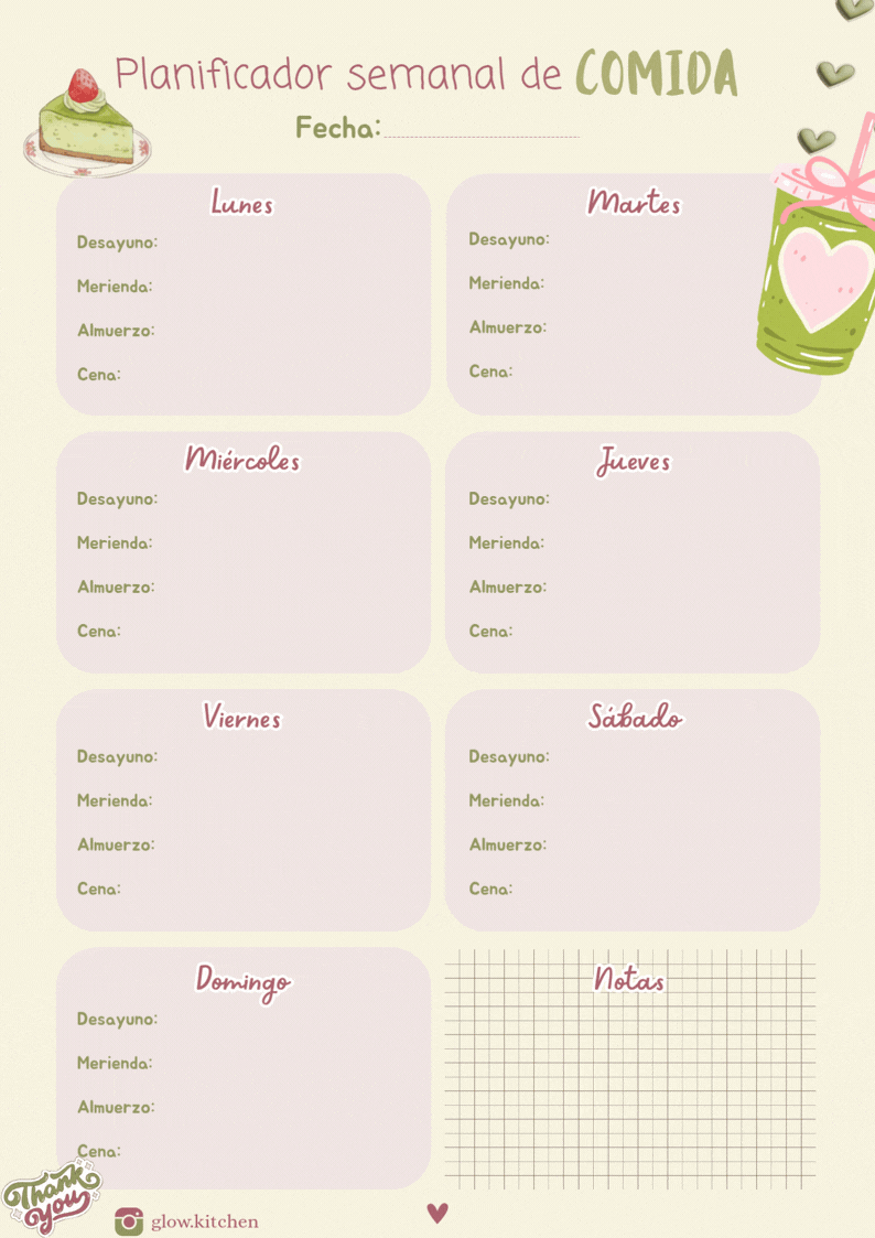 Documento A4 planificador semanal comida ilustrativo rosa.gif