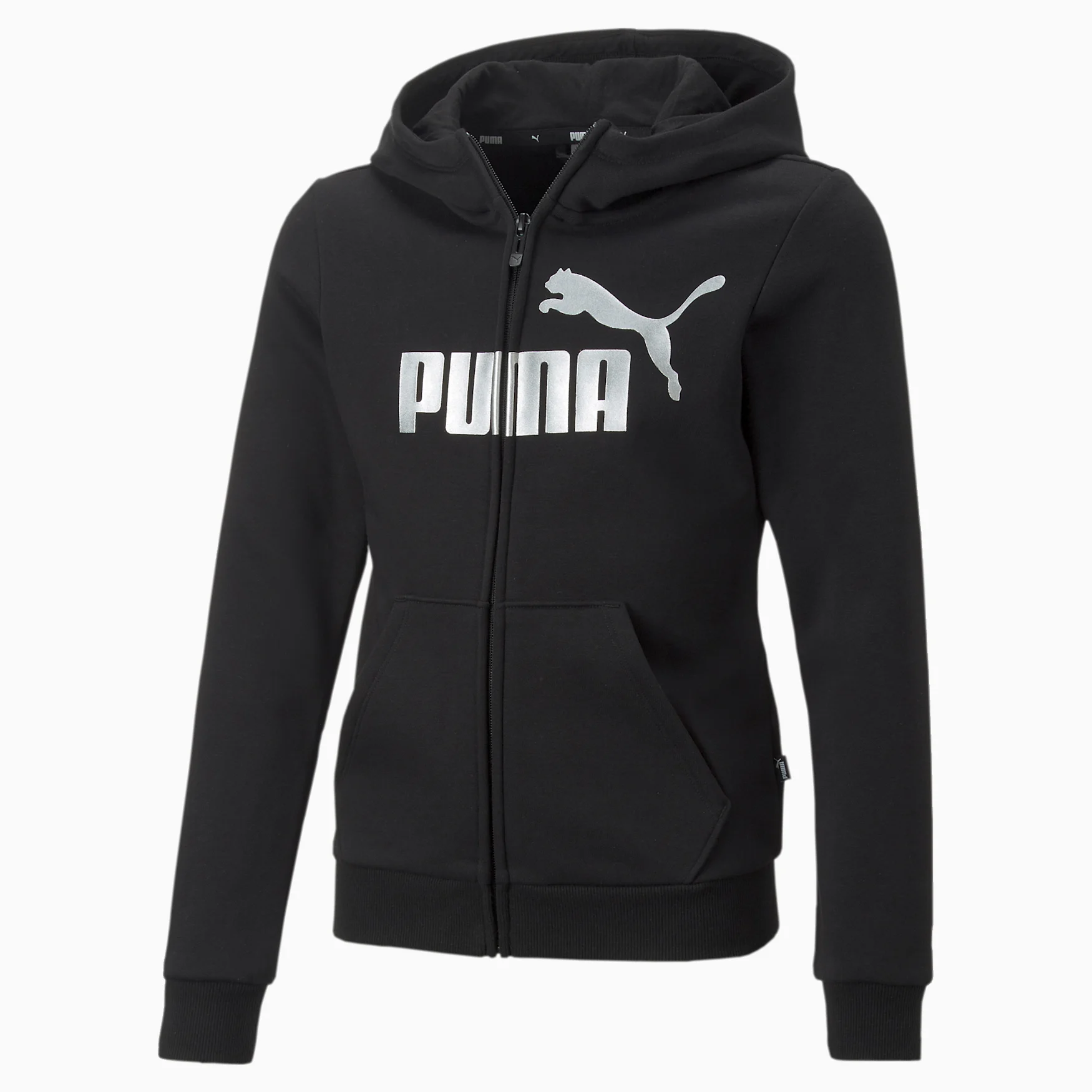 PUMA ESSENTIALS+ LOGO FULL-ZIP YOUTH HOODIE (672113-01)