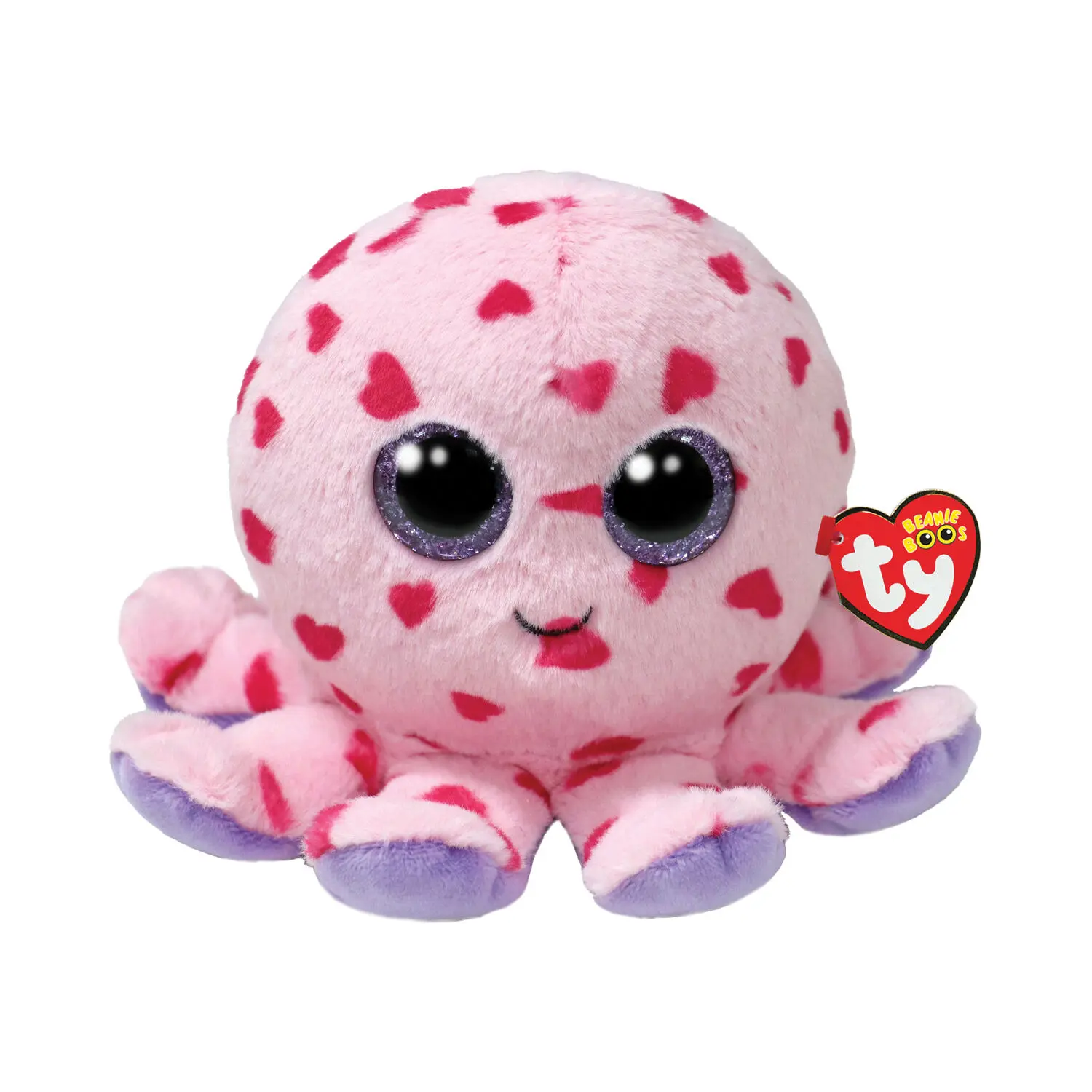 TY BEANIE BOOS BUBBLES PLUSH OCTOPUS PINK WITH HEARTS 15CM (37342)