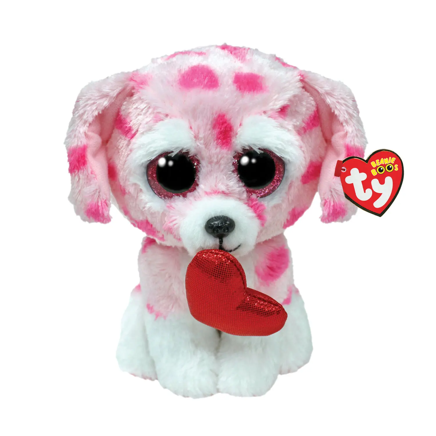 TY BEANIE BOOS RORY PLUSH DOG PINK WITH HEARTS 15CM (1607-37340)