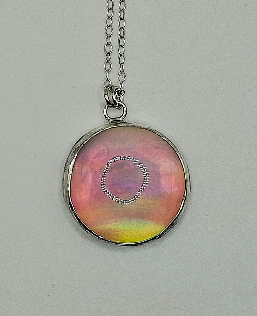 Silver Aurora Opal Pendant Necklace