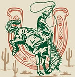 cartoon of a cowboy riding a bucking bronco