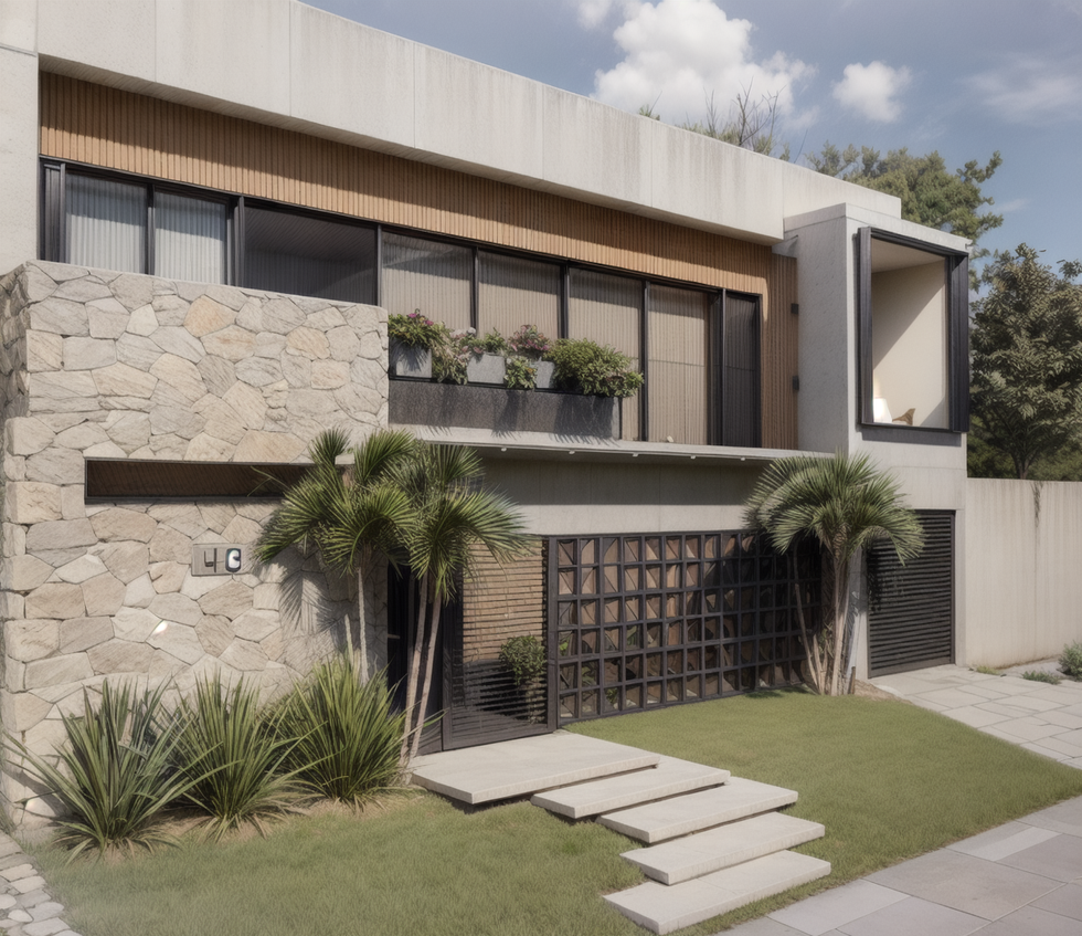 projeto de reforma e modernização de fachada residencial contemporânea com materiais naturais