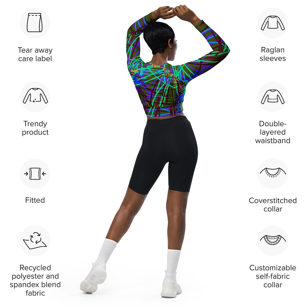 Thumbnail: Kimono Army Green Recycled long-sleeve crop top