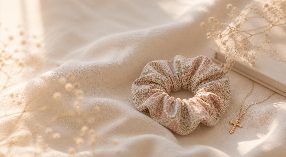 Chouchou fleuri, créations en liberty faits main, avec collier