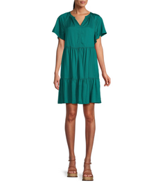 Short Sleeve V-Neck Tiered A-Line Dress (1).png