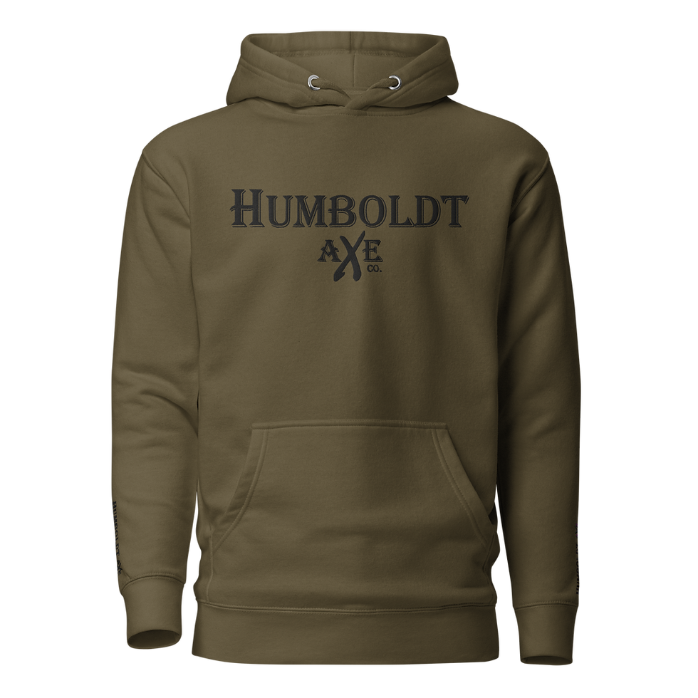 Thumbnail: Embroidered Premium Fleece Hoodie - Humboldt Axe Black Mult-Logo