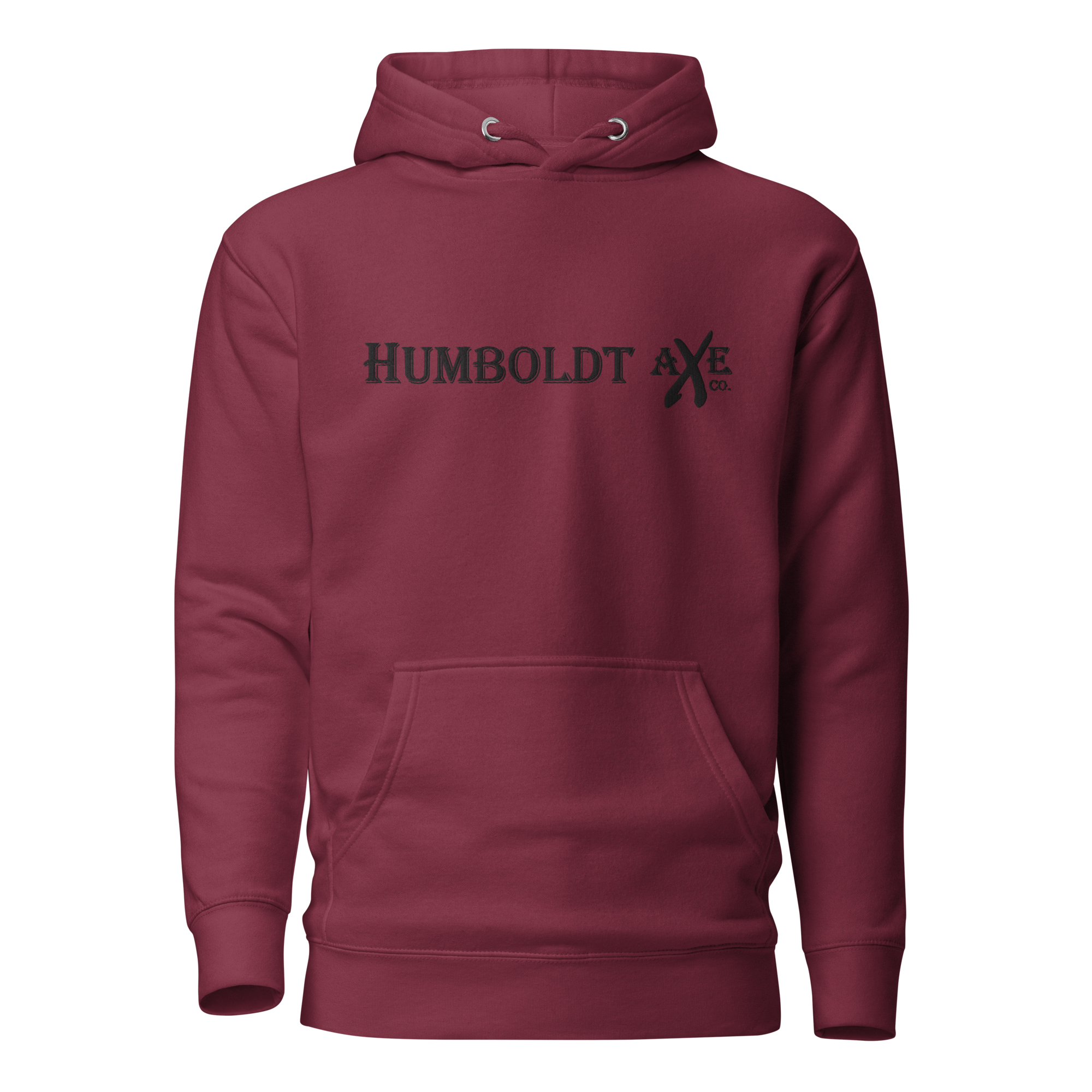 Black Logo Embroidered - Premium Hoodie - Dark Red | Cotton Heritage