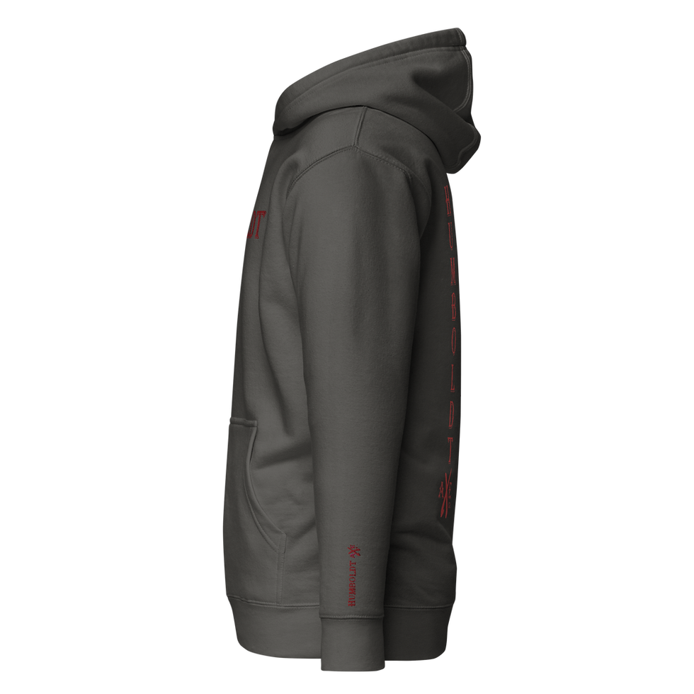 Thumbnail: Embroidered Premium Fleece Hoodie - Humboldt Axe Red Mult-Logo