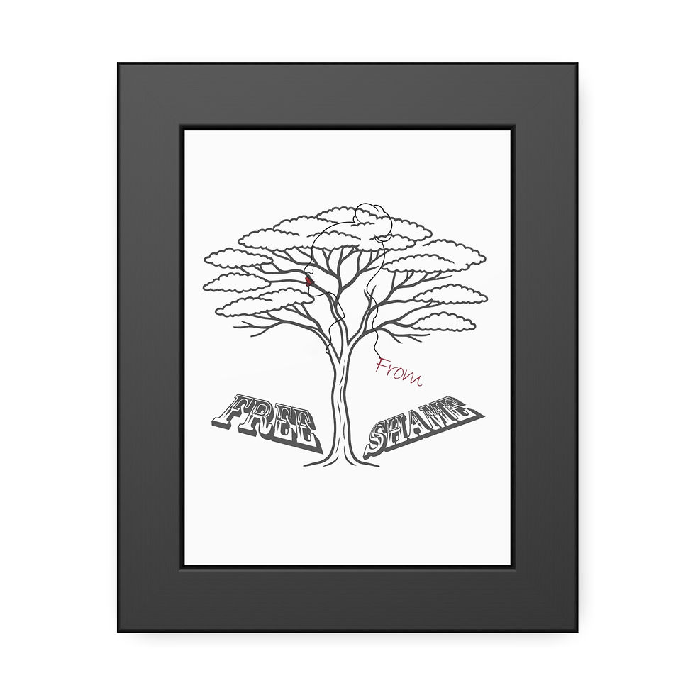 Thumbnail: Free From Shame with Red Lips -Vertical Framed Fine Art 