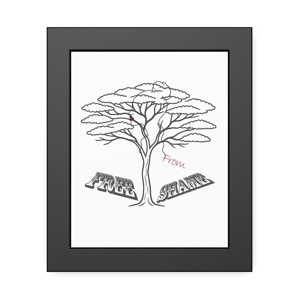 Thumbnail: Free From Shame with Red Lips -Vertical Framed Fine Art 