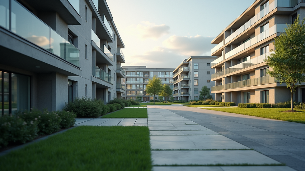 Eye-level view of a modern residential building