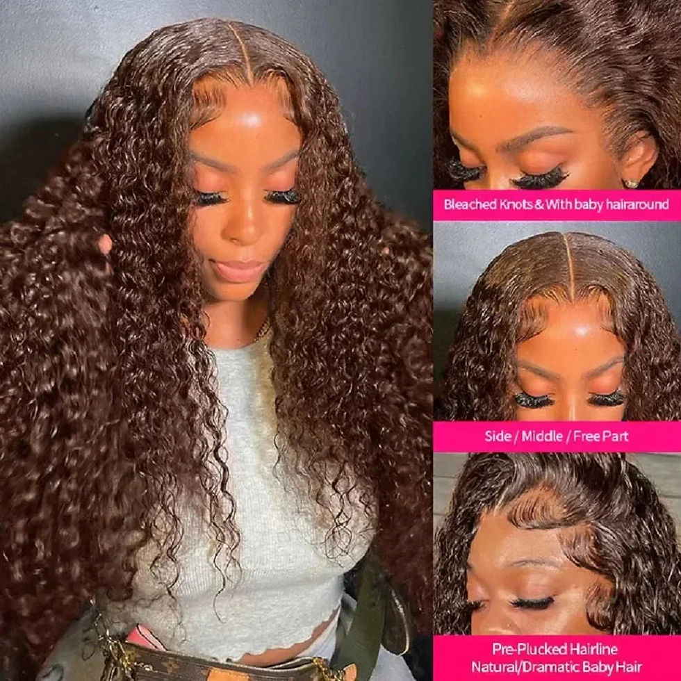 Thumbnail: Chocolate Brown Curly Lace Front Wig