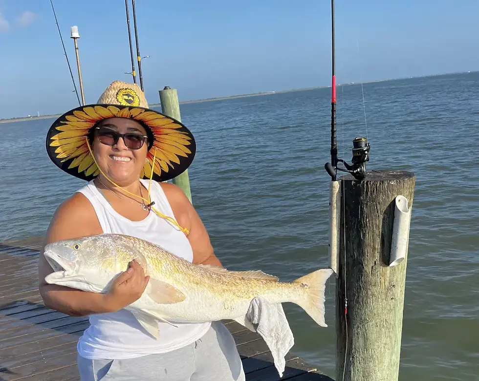 Sol with another red drum from the Texas City Dike