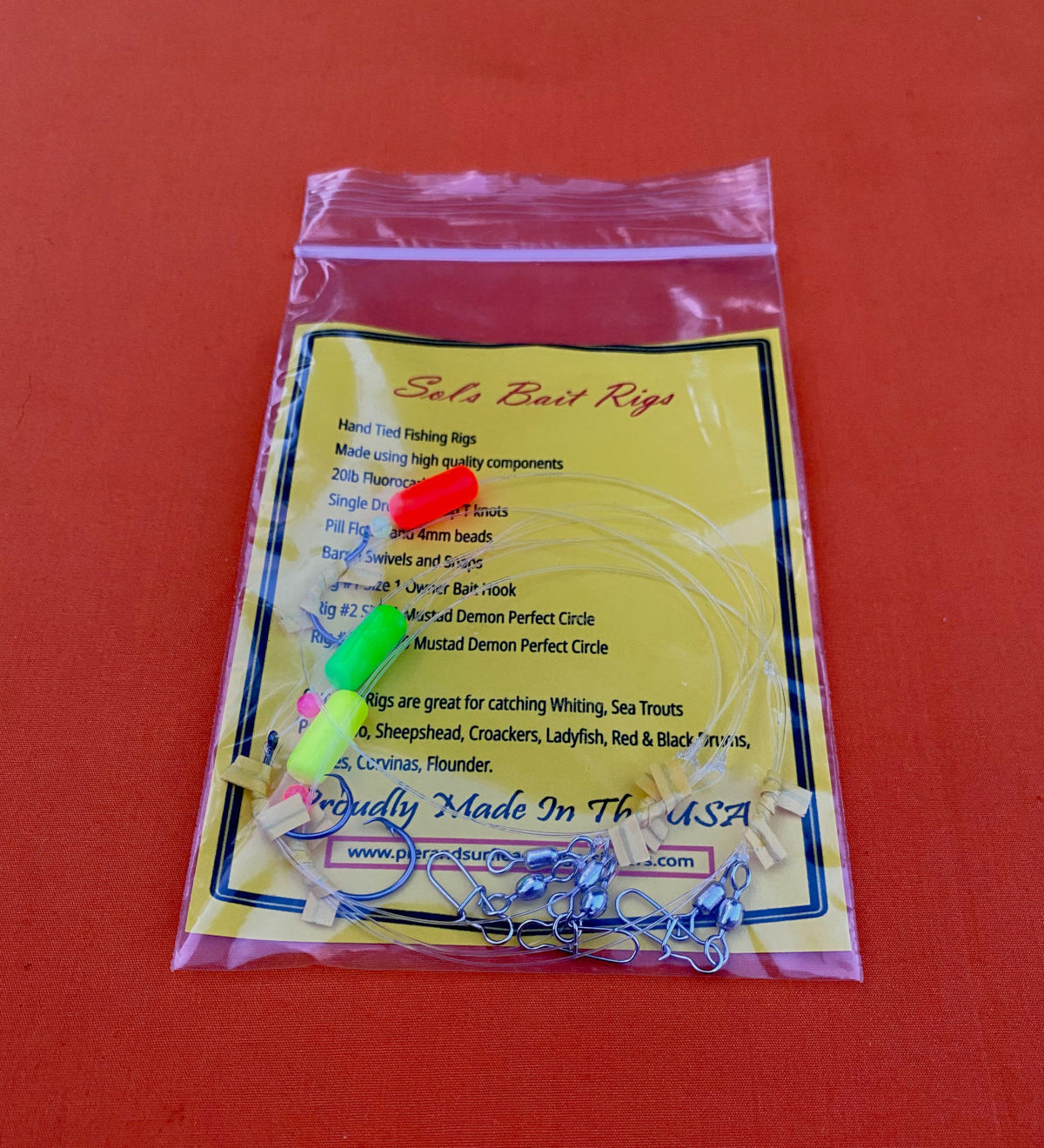 Sol'sSingle drop surf fishing rig with fluorocarbon leader and pill floats