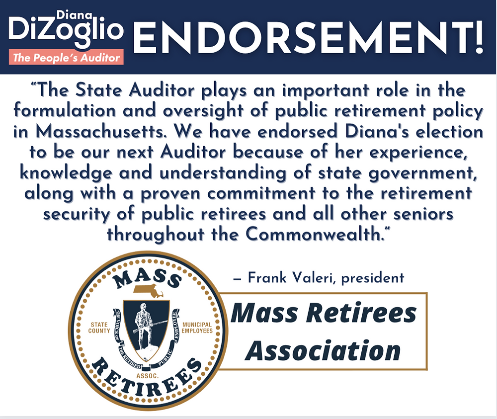 Mass Retirees Association Endorses Diana DiZoglio For State Auditor