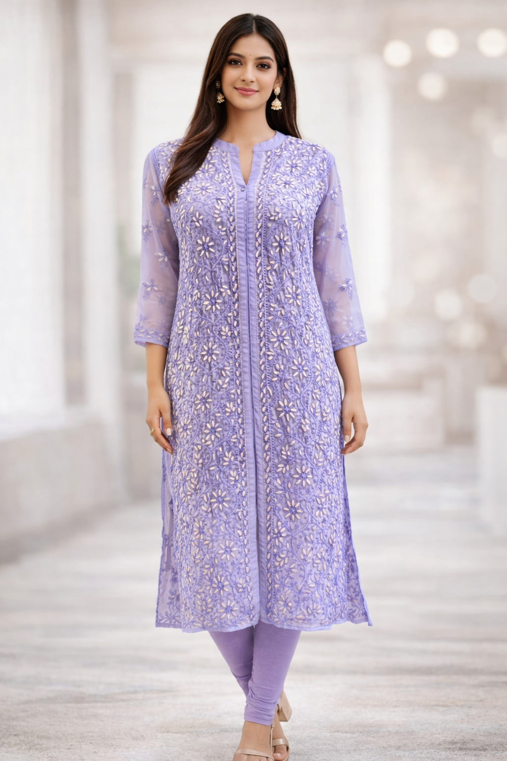 Lavender Gota Patti Chikankari Kurta