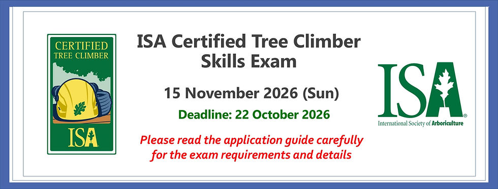 ISA Certified Tree Climber Skills Exam on 15 November 2026