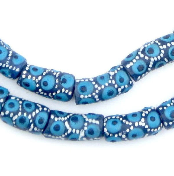 Thumbnail: Spotted Blue Krobo Powder Glass Necklace