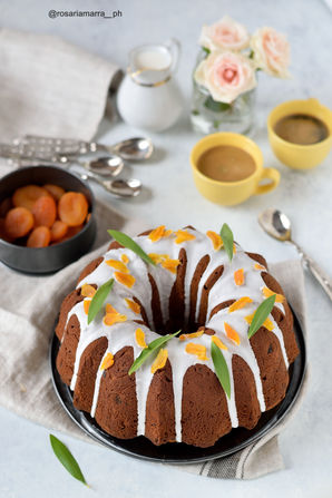 Ciambella al latte in polvere, albicocche e cioccolato