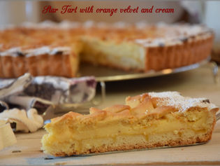 Star Tart with orange velvet and cream