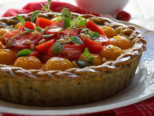 Crostata rustica,ricotta,fagiolini e datterini