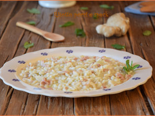 Risotto con porri e speck