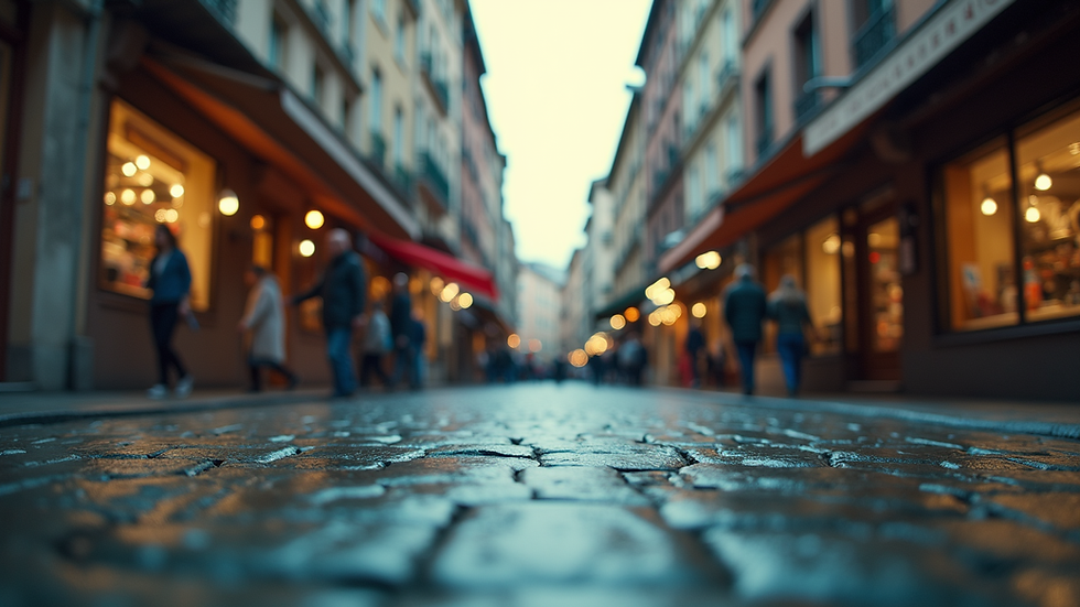 Vue en plongée d'une rue commerçante locale animée