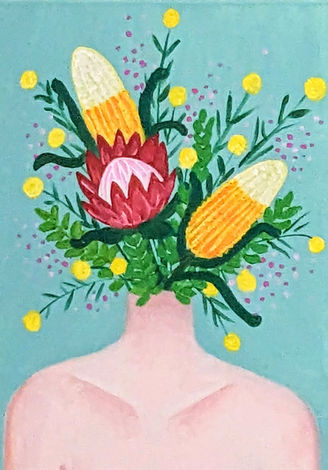 Woman's torso with Floral head. Hey Monet Art Party.