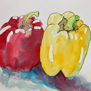 Still life study in Inks and Ink resist