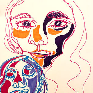 Working in Inks for a self portrait