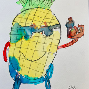 Fun Experimental still life study in Inks and Ink resist