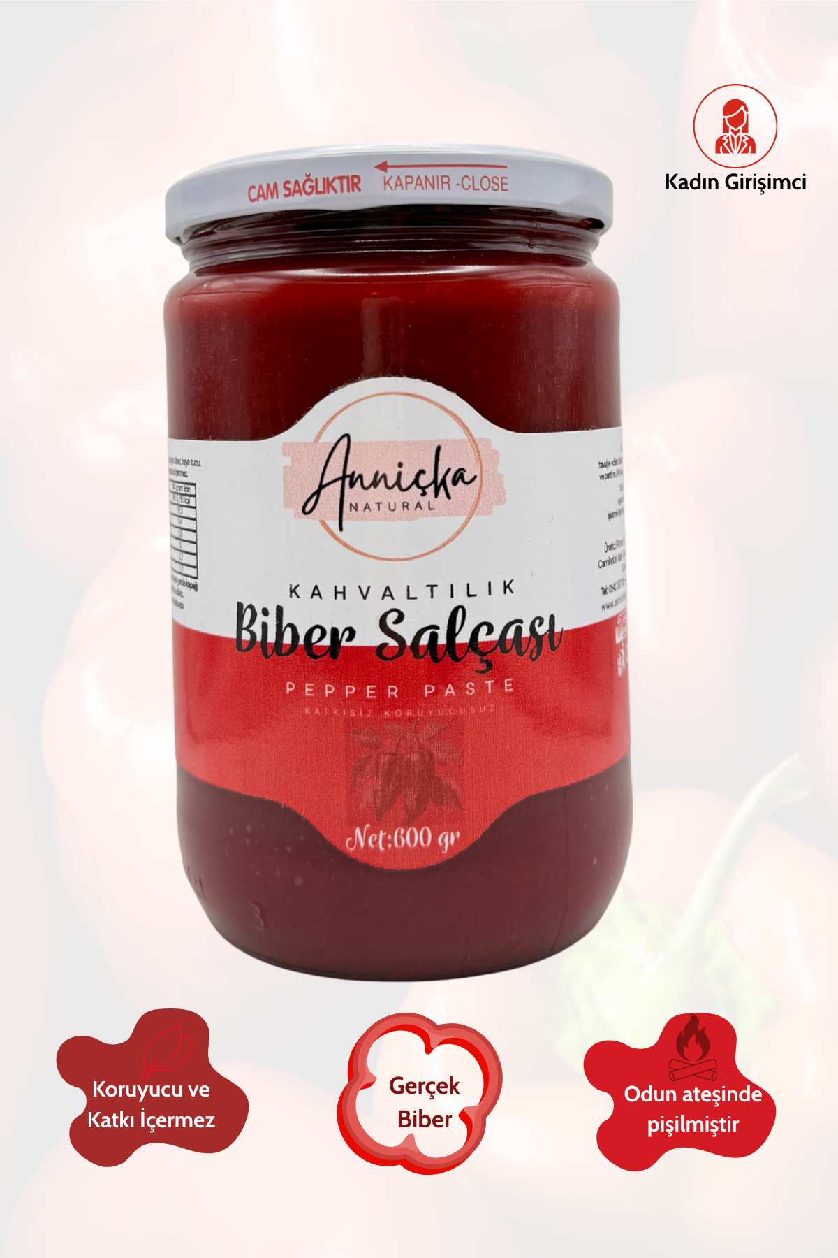 Kahvaltılık Biber Salçası 600 g | Çanakkale Usulü | Katkısız, Doğal