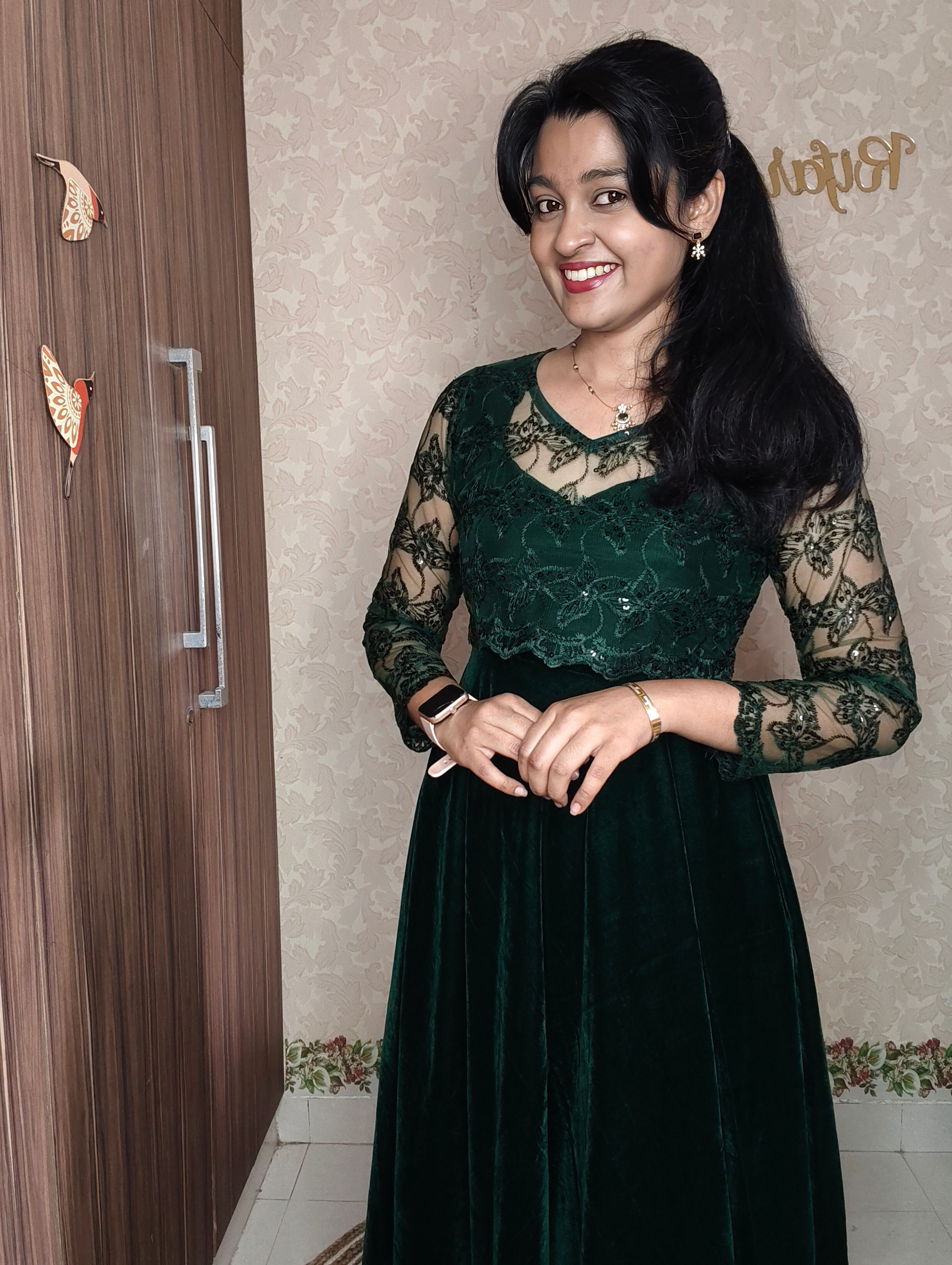 Velvet Dress - Deep Emerald Green