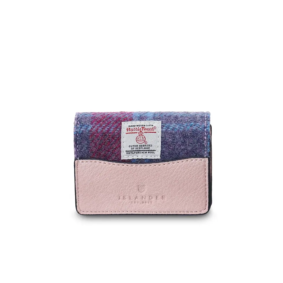 Miniaturbild: Harris Tweed© Damen Geldbörse / Karten Etui Harris Bubble Gum Tartan Rückansicht
