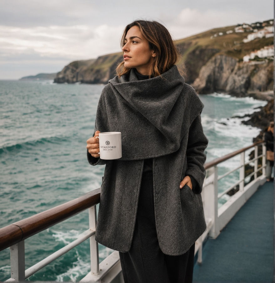 Miniaturbild: Damenmantel Atlantic Merino Cape Coat Stafford-Tailoring© Model
