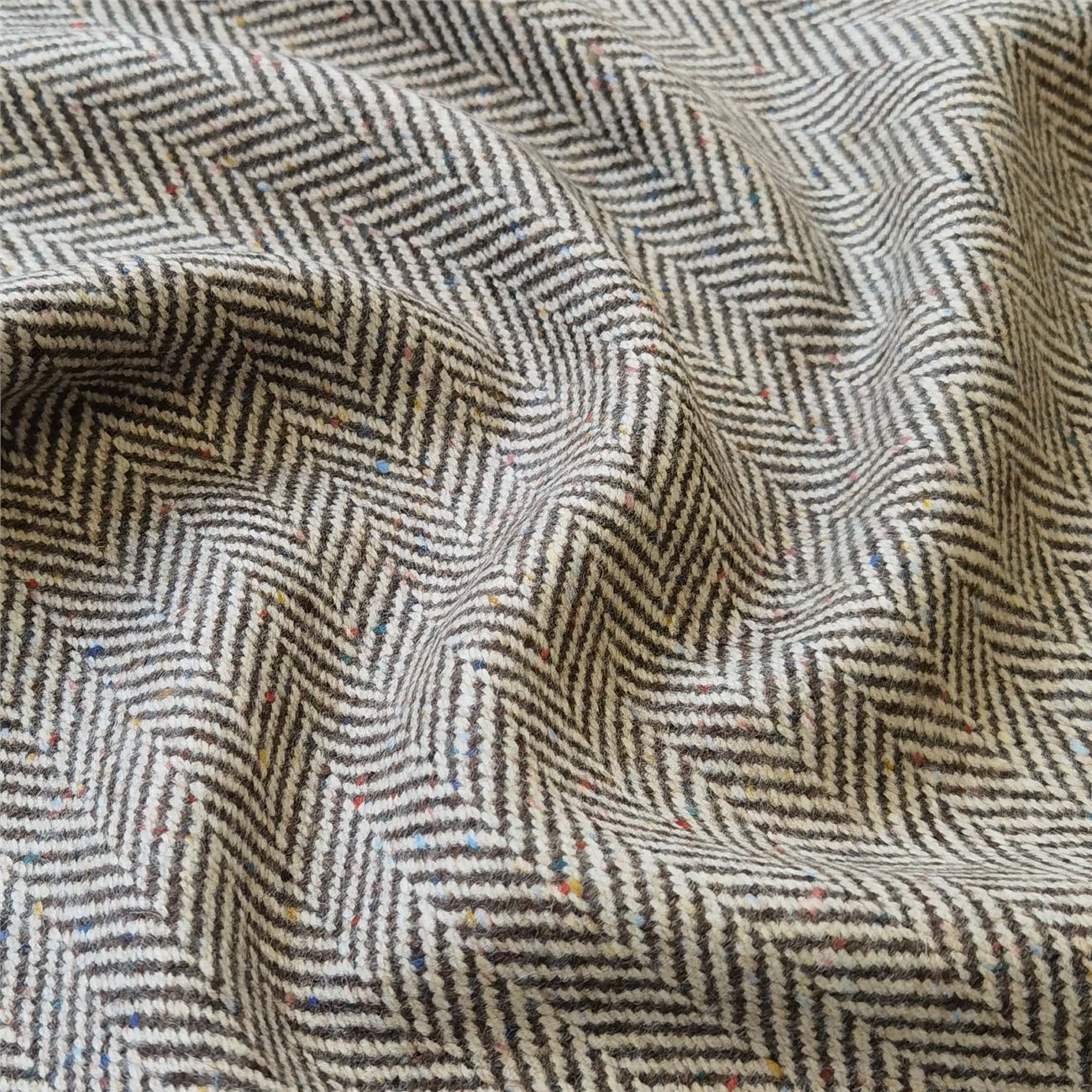 Original Waterford Tweed "Sand Waves" Braun Herringbone weich Meterware