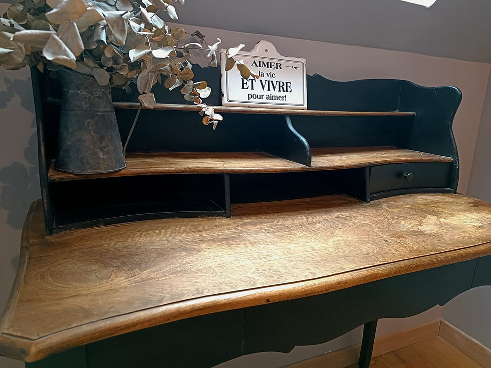 Miniature : Secrétaire / Bureau noir et bois