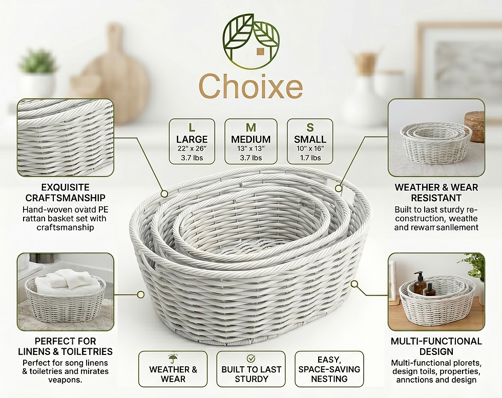 Thumbnail: Hand-Woven Rattan Nesting Baskets - 3 Pieces