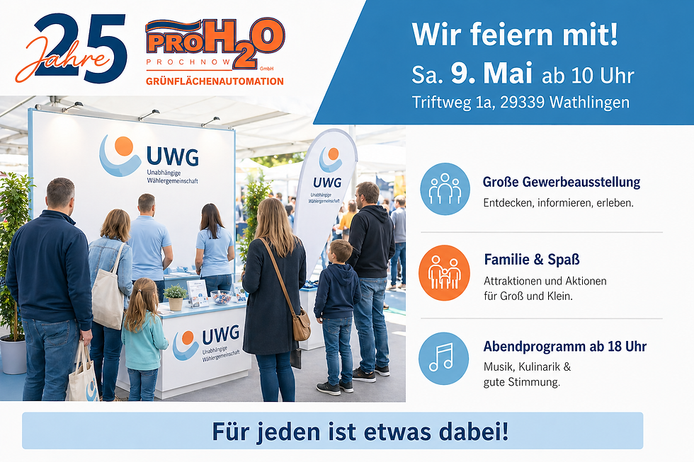UWG Samtgemeinde Wathlingen präsentiert sich zum 25-jährigen Jubiläum von ProH2O