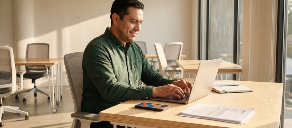 Employee is mentally healthy and works with AI.