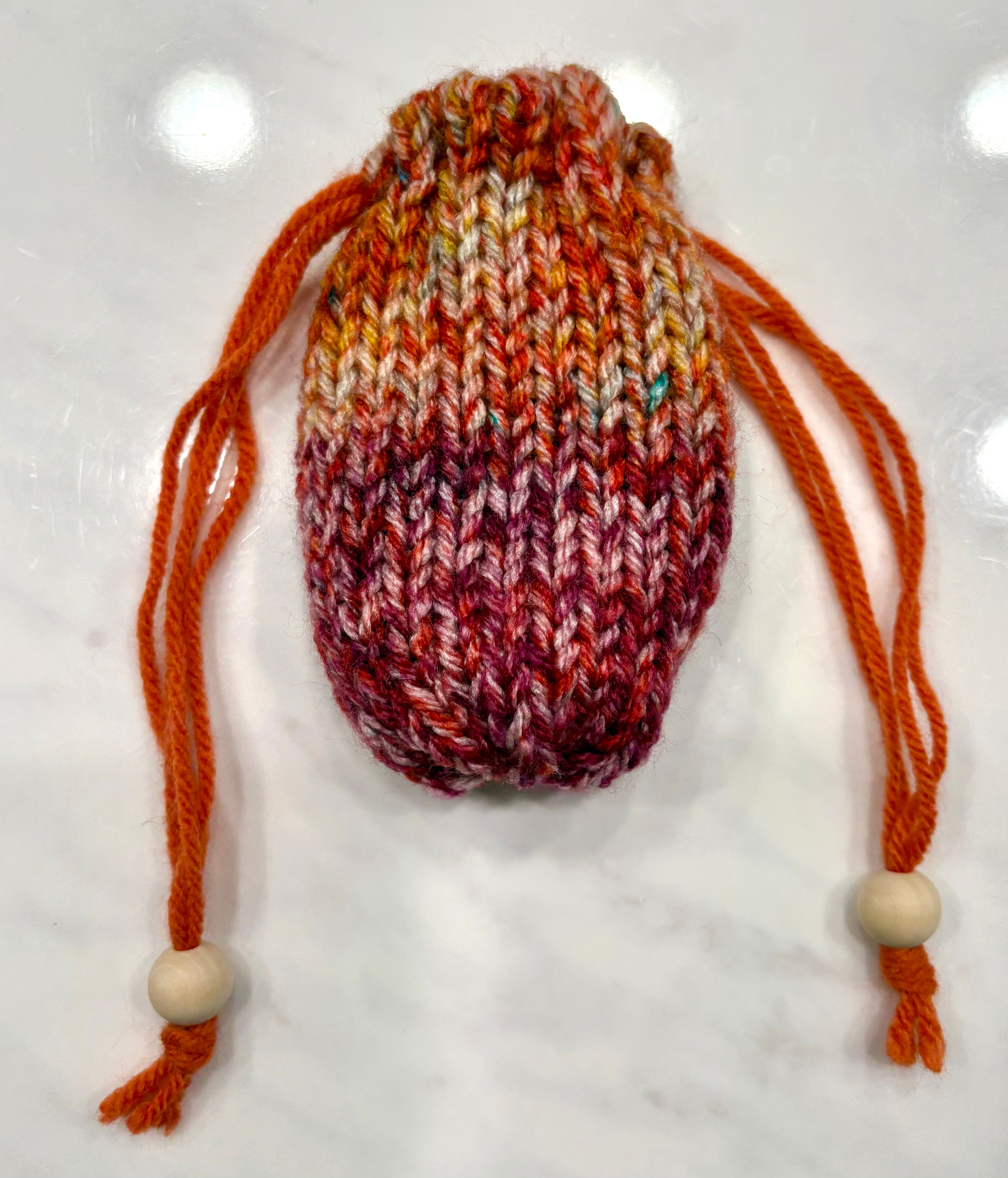 Red and Orange Variegated Drawstring Bag