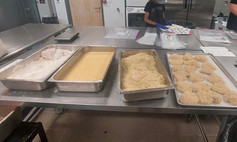 Chicken parmesan for community feeding