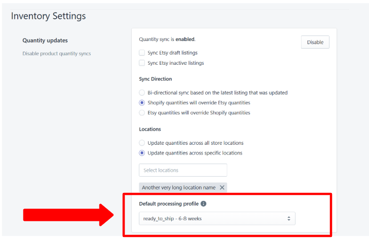 Quantity update - processing profile