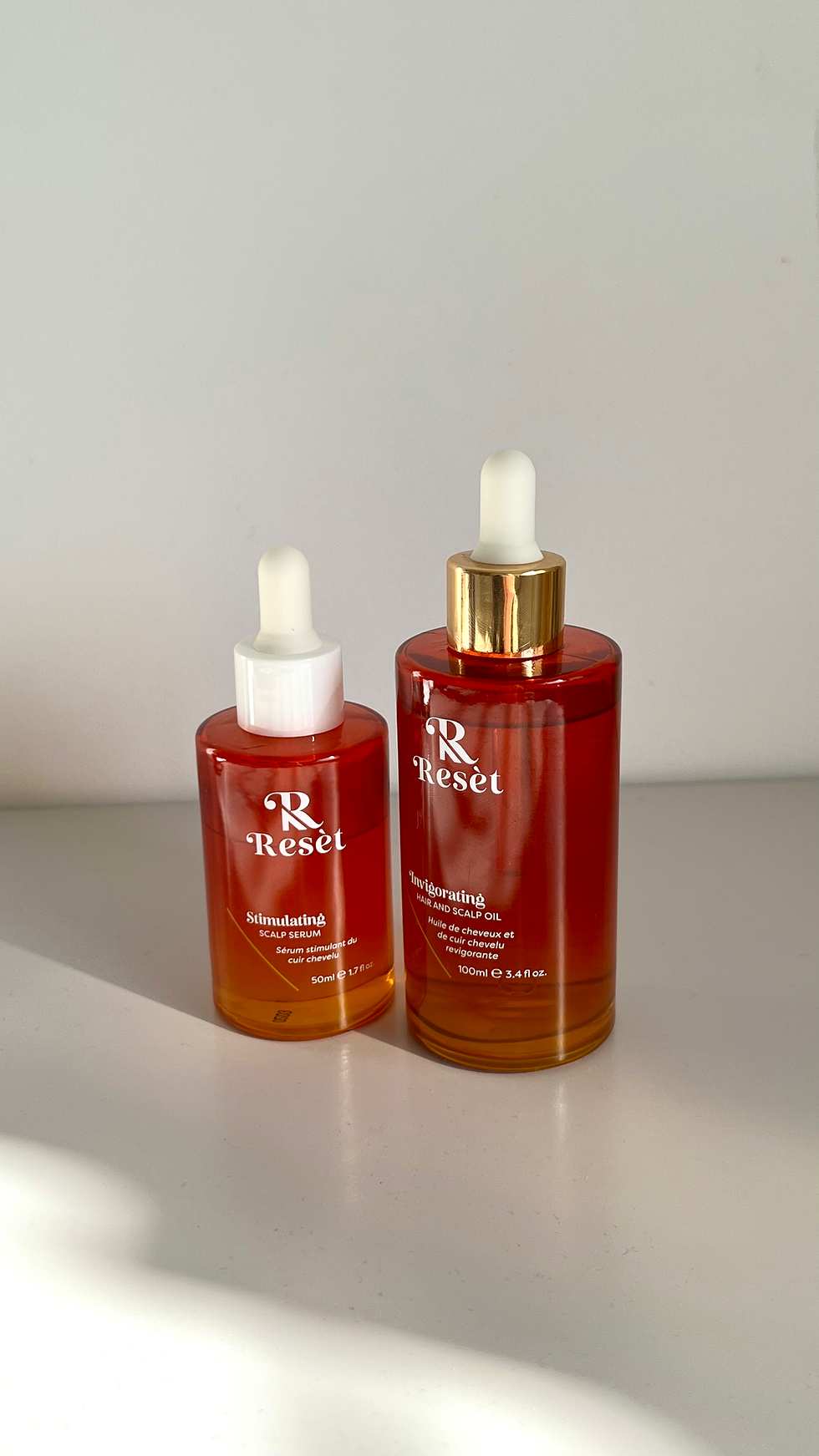 Organic social media product photography for Reset hair brand
