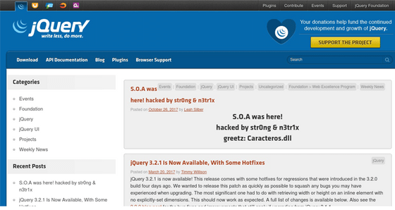 jQuery Officical Blog got Hacked