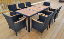 assemble 9 Pcs dining outdoor rattan set with armchairs and the table